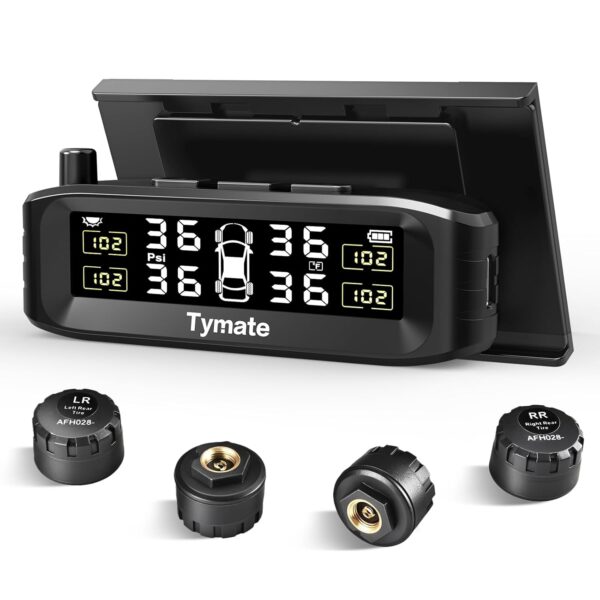 Tymate TM8 Wireless Tire Pressure Monitoring System – Solar Powered with 4 Sensors & Color Display