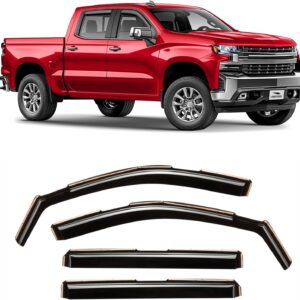 In-Channel Rain Guards – Window Deflectors for Chevy Silverado & GMC Sierra 1500 Crew Cab (2019–2025, 4-Piece Set)