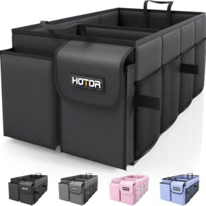 Foldable Car Trunk Organizer – 2 Compartments, Sturdy Storage for SUVs & Sedans (Black)
