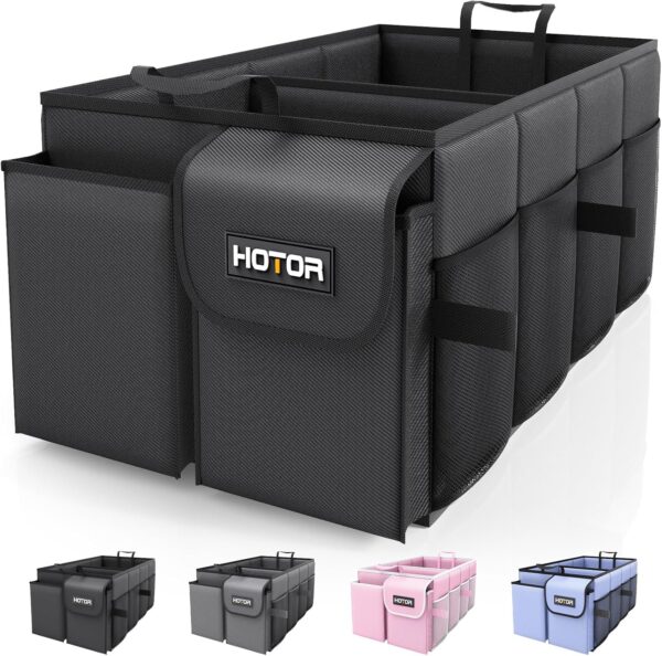Foldable Car Trunk Organizer – 2 Compartments, Sturdy Storage for SUVs & Sedans (Black)