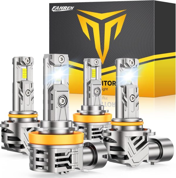 LED Headlight Bulb Combo Pack – H11/H9 & 9005/HB3, Super Bright 6500K White, Pack of 4